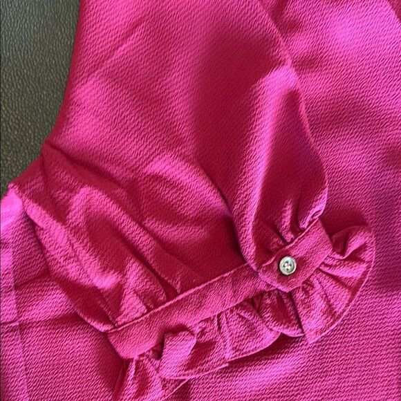 CeCe Red Sangria Burgundy Short Sleeve Button Down Shirt size Medium NWT - Picture 8 of 10